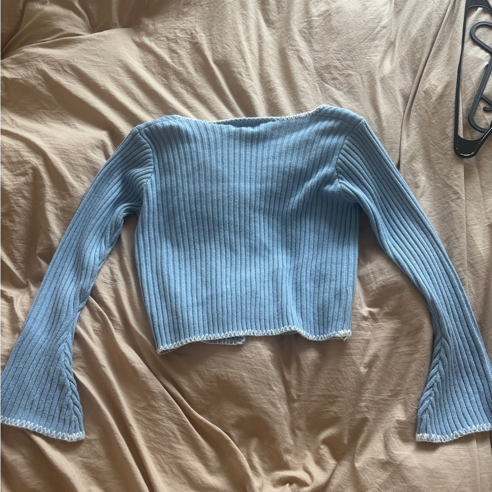 Princess Polly Blue Ribbed Cardigan - Picture 4 of 4